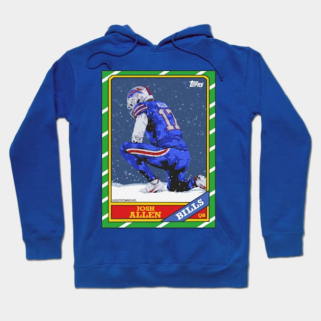 Josh Allen 1986 Football Card Hoodie by Carl Cordes